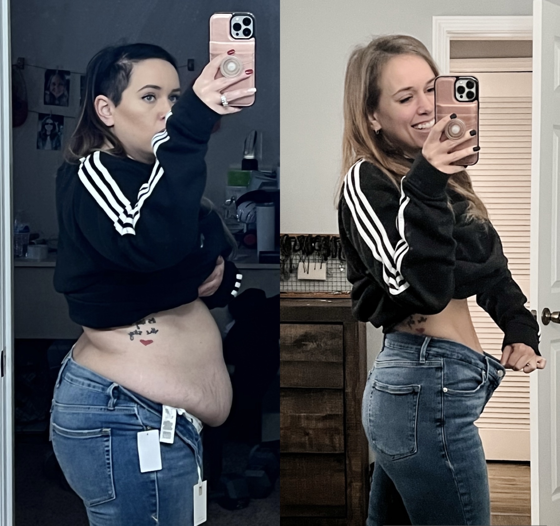 Tracy before and after — side view